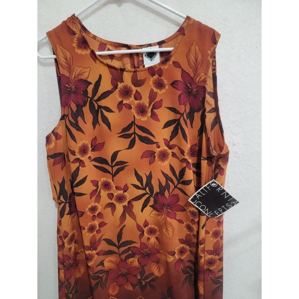 NWT VTG 90s California Concepts‎ Floral Border Print Midi Dress Plus 18 Boho Y2K